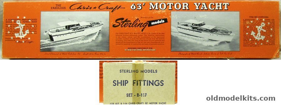 Sterling 1/19 Chris Craft 63' Motor Yacht With B-11F Fittings Set - 40 Inch Long For R/C or Static Display, B-11M plastic model kit